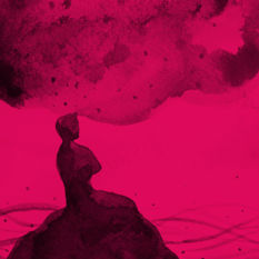 איור של אדם יושב בטבע